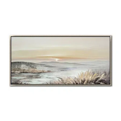 Streamline Art Fading Sunset Hand Embellished Canvas Art In Multi