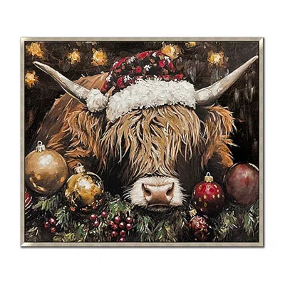 Streamline Art Festive Highland Spirit Embellished Canvas Art In Brown