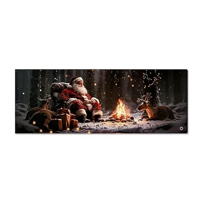 Streamline Art Fireside With Santa Light-up Canvas Art In Red