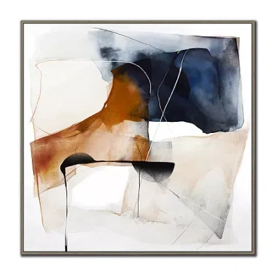 Streamline Art Geometric Musing Ii Hand Embellished Canvas Art In Blue