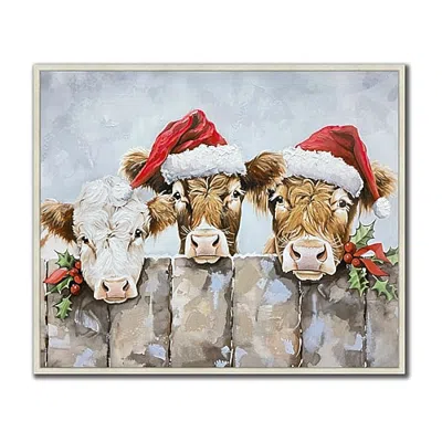 Streamline Art Holiday On The Farm Embellished Canvas Art In Brown