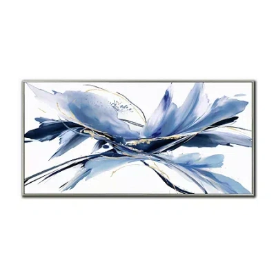 Streamline Art Iris Hand Embellished Canvas Art In Blue