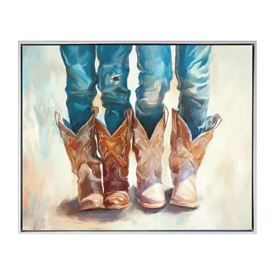 Streamline Art It's All About The Boots Hand Embellished Canvas Art In Blue