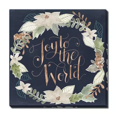 Streamline Art Joy To The World Hand Embellished Canvas Art In Blue