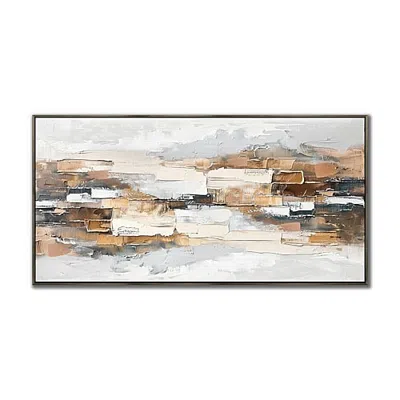 Streamline Art Layered Neutrals Hand Embellished Canvas Art In Brown