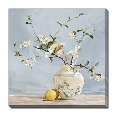 Streamline Art Lemon Blossom Ii Hand Embellished Canvas Art In Multi