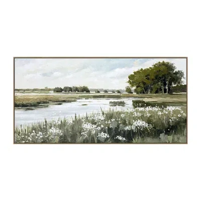 Streamline Art Meadow Reflection Hand Embellished Canvas Art In Multi
