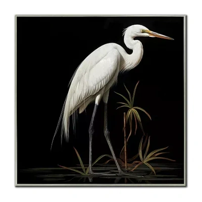 Streamline Art Midnight Heron I Hand Embellished Canvas Art In Multi