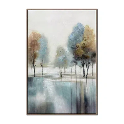 Streamline Art Misty Grove Ii Hand Embellished Canvas Art In Blue