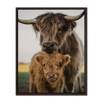 Streamline Art Mom And Zeke Hand Embellished Canvas Art In Brown