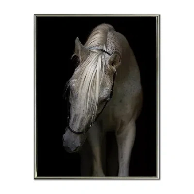 Streamline Art Mystical Horse Printed Framed Canvas Art In White