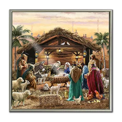 Streamline Art New Nativity Embellished Canvas Art In Brown