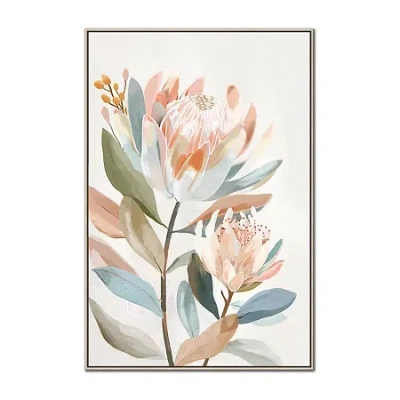 Streamline Art Pastel Proteas I Framed Canvas Art In Pink