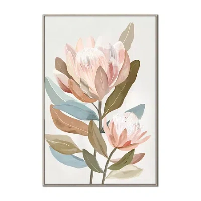Streamline Art Pastel Proteas Ii Framed Canvas Art In Pink