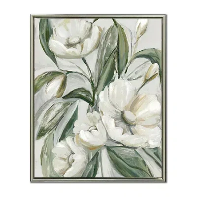 Streamline Art Pearly Petals I Framed Canvas Art In Green