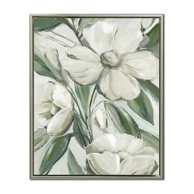 Streamline Art Pearly Petals Ii Framed Canvas Art In Green
