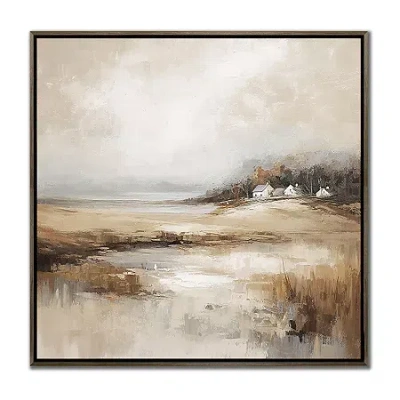 Streamline Art Quiet Fields Framed Canvas Art In Brown