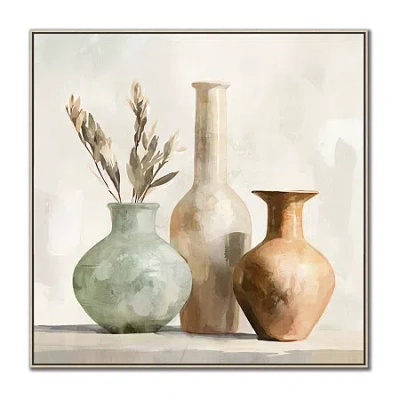 Streamline Art Rustic Vessels I Framed Canvas Art In Brown