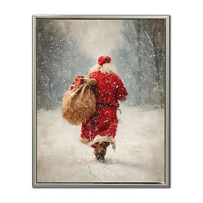 Streamline Art Santa Bag Embellished Canvas Art In Red