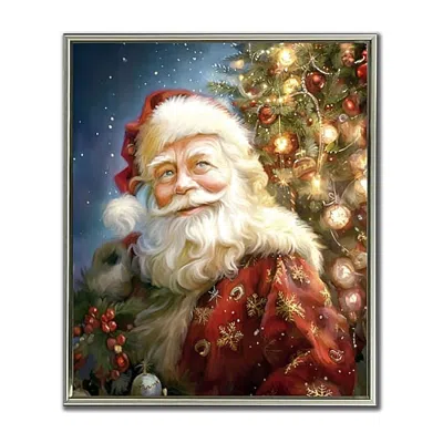 Streamline Art Santa's Glow Embellished Canvas Art In Red