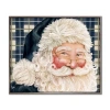Streamline Art Santa In Navy Hand Embellished Canvas Art In Blue