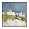 Streamline Art Seaside Cottages I Framed Canvas Art In Blue