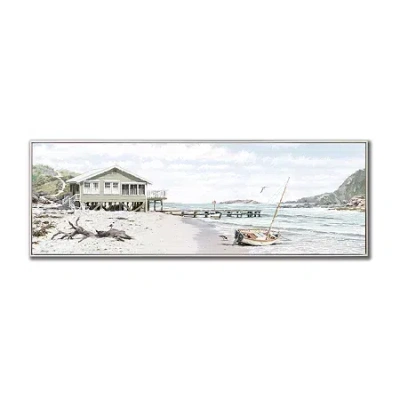 Streamline Art Shoreline Beach House Framed Canvas Art In White
