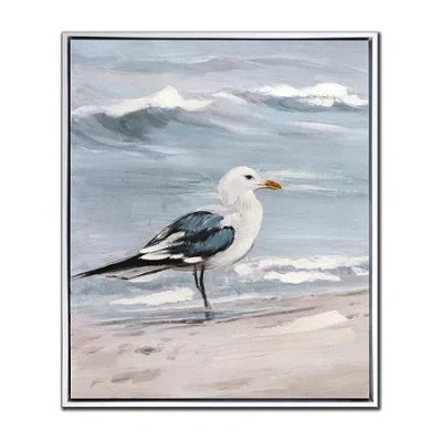 Streamline Art Shoreline Friends I Hand Embellished Canvas Art In Blue