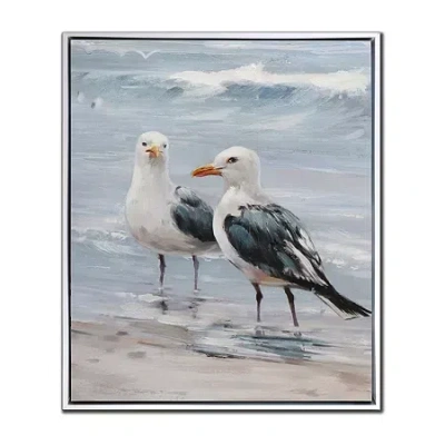 Streamline Art Shoreline Friends Ii Hand Embellished Canvas Art In Blue