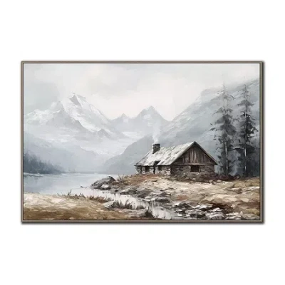Streamline Art Solitude Hand Embellished Canvas Art In Brown