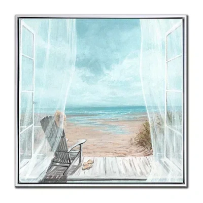 Streamline Art Summer Breeze Hand Embellished Canvas Art In Blue