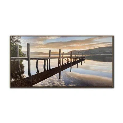 Streamline Art Sunset Reflections Hand Embellished Canvas Art In Brown