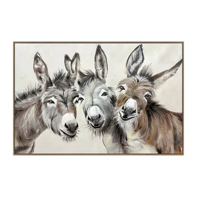 Streamline Art Three Amigos Hand Embellished Canvas Art In Brown