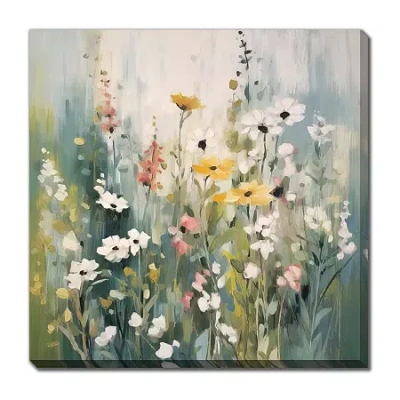 Streamline Art Tranquil Meadow Tones Ii Hand Embellished Canvas Art In Green