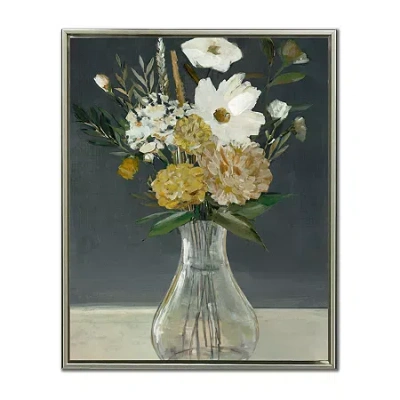 Streamline Art Vintage Yellow Bouquet Ii Framed Canvas Art In Green