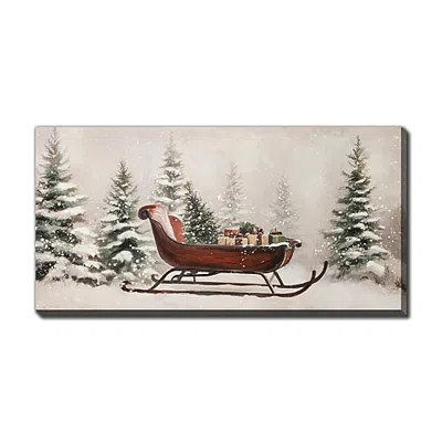 Streamline Art Wagon And Gifts Embellished Canvas Art In Red
