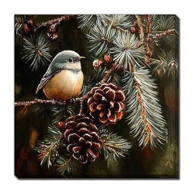 Streamline Art Winter Watcher Embellished Canvas Art In Green