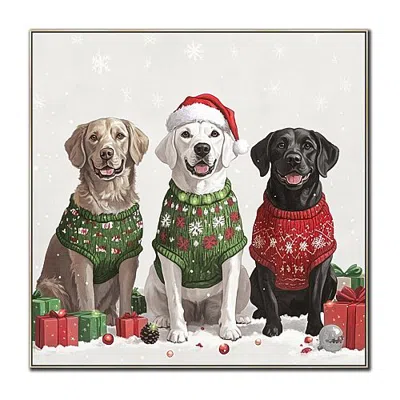 Streamline Art Wrapped In Woofs Embellished Canvas Art In White