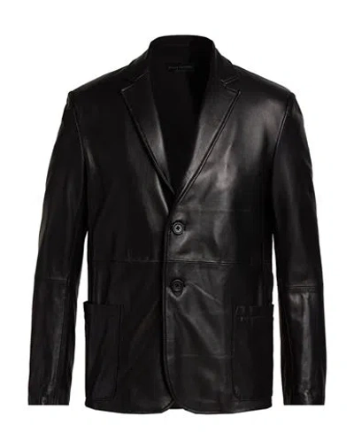 Street Leathers Man Blazer Black Size S Leather