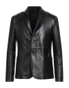 Street Leathers Man Suit Jacket Black Size 3xl Soft Leather In Black