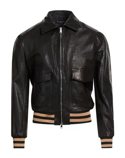 Street Leathers Man Jacket Black Size Xxl Leather In Blue