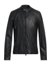 Street Leathers Man Jacket Black Size Xxl Polyurethane, Viscose In Black