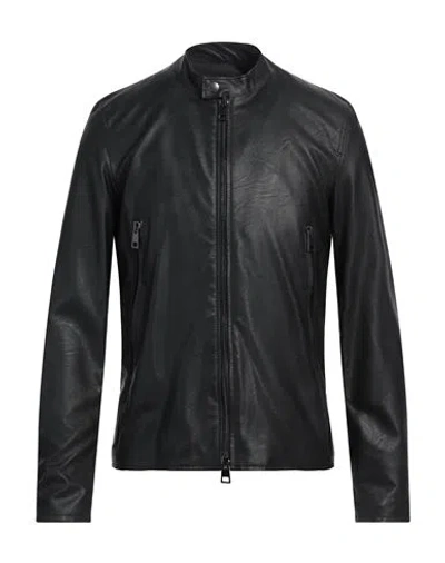 Street Leathers Man Jacket Black Size Xxl Polyurethane, Viscose