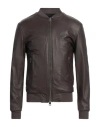 Street Leathers Man Jacket Brown Size Xxl Leather In Brown