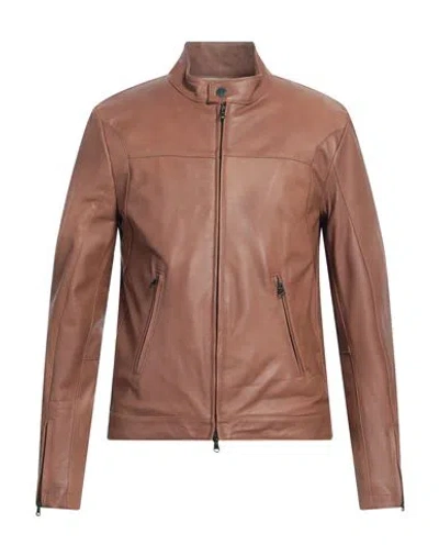 Street Leathers Man Jacket Camel Size M Leather In Beige