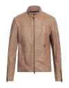 Street Leathers Man Jacket Camel Size S Soft Leather In Beige