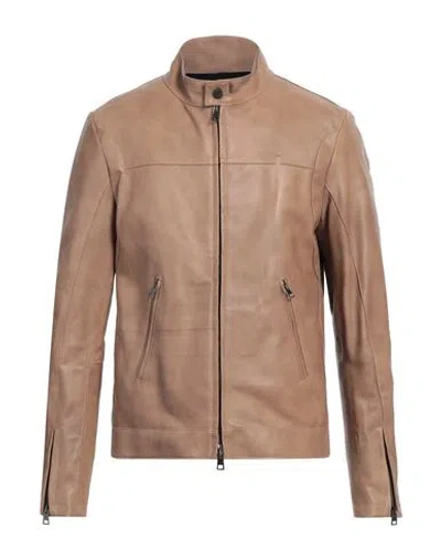 Street Leathers Man Jacket Camel Size S Soft Leather In Beige