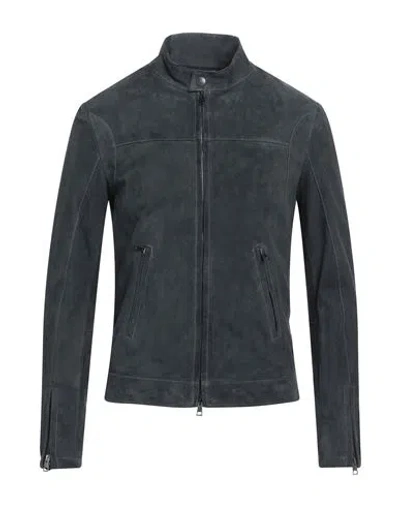 Street Leathers Man Jacket Charcoal Size Xl Leather In Grey