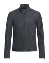 Street Leathers Man Jacket Charcoal Size Xxl Leather In Blue