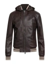 Street Leathers Man Jacket Chocolate Brown Size Xxl Leather In Black
